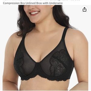 NWT Women's Minimizer Black Bra Unlined Underwire